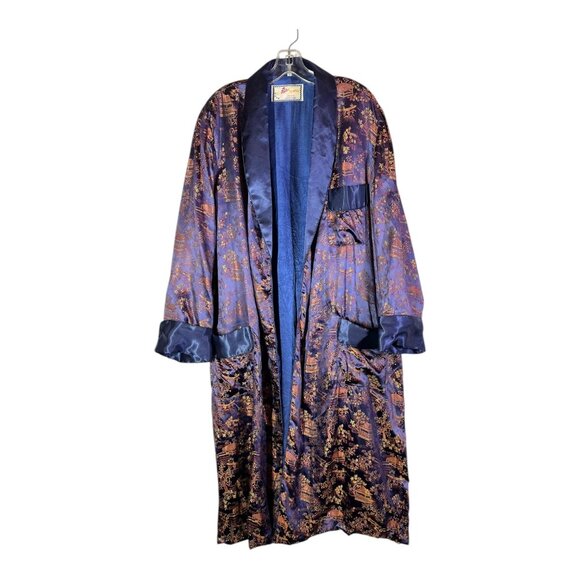 Vintage Solz Squirrel Men's 46 Robe Violet Red Gold *Missing Sash - Picture 1 of 11